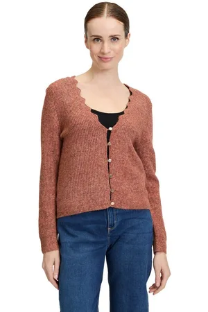 Cartoon Strickjacke Strick-Cardigan mit V-Ausschnitt (1-tlg) Häkelstich