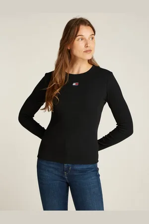 Tommy Hilfiger Langarmshirt TJW SLIM LS BADGE TEE EXT in Großen Größen, Badge, Langarm