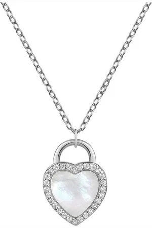 Firetti Kette mit Anhänger Schmuck Geschenk Silber 925 Halsschmuck Ankerkette Anhänger Herz, Made in Germany - mit Zirkonia (synth) - mit Perlmutt