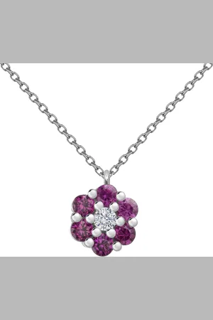 Firetti Kette mit Anhänger Schmuck Geschenk Silber 925 Halsschmuck Ankerkette Anhänger Blume, Made in Germany - mit Zirkonia (synth)