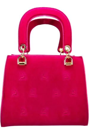Alpenflüstern Handtasche Trachtentasche Samt mit Hirschstickerei (pink-fuchsia) - Verkäufer: Trachtendreams