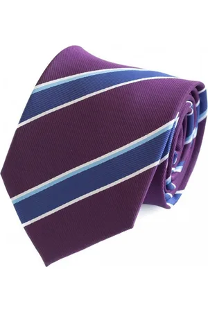 Fabio Farini Krawatte Herren Krawatten mit Farbton Lila - Schlips in 8cm Breite (ohne Box, Gestreift) Breit (8cm), Violett/Blau/Weiß - Verkäufer: