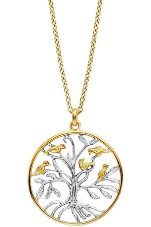 JULIE JULSEN Kette mit Anhänger 925/- Sterling Silber rhodiniert teils vergoldet Lebensbaum