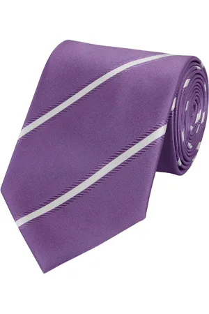 Fabio Farini Krawatte Herren Krawatten mit Farbton Lila - Schlips in 8cm Breite (ohne Box, Gestreift) Breit (8cm), Violett/Weiß - Verkäufer: