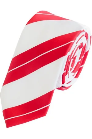 Fabio Farini Krawatte Herren Krawatten mit Farbton Rot - Schlips in 6cm (ohne Box, Gestreift) Schmal (6cm), Weiß/Rot - Verkäufer: