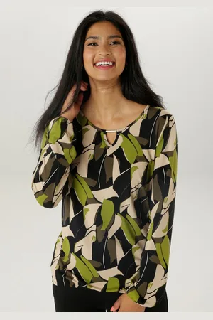 Aniston Langarmshirt mit Cut-out und phantasievollem Druck - NEUE KOLLEKTION