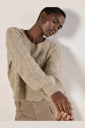 Apricot Strickpullover Zopfstrick-Pullover, mit Farbtupfer - Verkäufer: