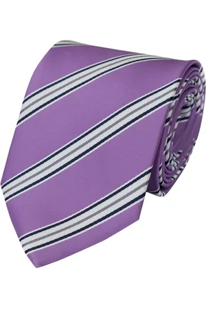 Fabio Farini Krawatte Herren Krawatten mit Farbton Lila - Schlips in 8cm Breite (ohne Box, Gestreift) Breit (8cm), Violett/Weiß/Schwarz/Silber - Verkäufer: