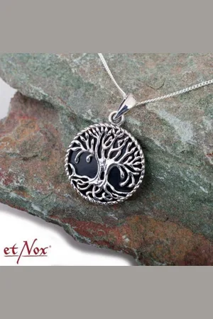 etNox Amulett Lebensbaum Kette Silber 925 Anhänger mit Onyx, gestempelt - Verkäufer: Order & Smile
