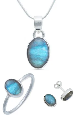 mantraroma Schmuckset 925er Silber mit Labradorit (Schmuckset aus 925 Silber) - Verkäufer:
