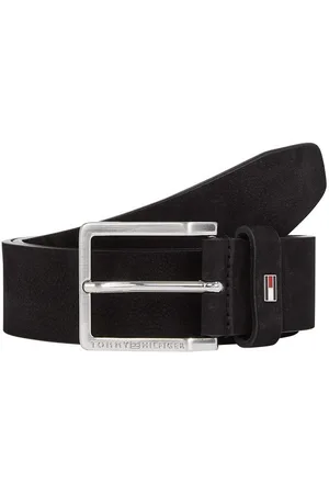 Tommy Hilfiger Ledergürtel OLIVER NUBUCK 3.5 Metallpatch, Einfachdornschließe