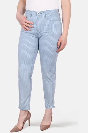 Stooker Women 5-Pocket-Jeans Nizza Stripe Tapered Fit Tapered Fit Casual Clean Wash Denim Seitlichem Gummibund. für Damen