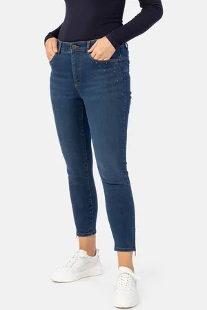 Stooker Women 5-Pocket-Jeans Rio Denim Strass Skinny Fit Skinny Fit Casual Clean Wash Denim Jeans Magic Shape Effekt für Damen