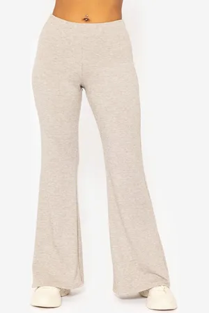 SASSYCLASSY Marlene-Hose Flared Jerseyhose Damen Jersey-Pants im Flared-Stil Taupe Schwarz - Verkäufer: