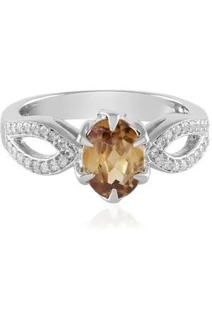 Cavill Silberring Tansanischer Mandarin Zirkon Platinplattierter Silberring (1-tlg) - Verkäufer: Juwelo Deutschland GmbH