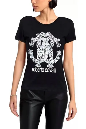 Roberto Cavalli T-Shirt Firenze RC Monogram Print Logo Slim Fir Scoop-Neck-Ausschnitt und Slim Fit für eine moderne Passform - Verkäufer: eldigo