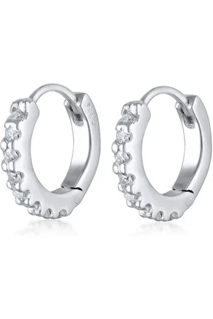 Elli DIAMONDS Paar Creolen Creolen Laborgzüchteter Diamant Weiß (0.064 ct) 925 Sterling Silber - Verkäufer: JULIE & GRACE GmbH