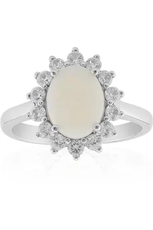 Cavill Silberring Australischer Weißer Opal & Zirkon Platinplattierter Silberring (1-tlg) - Verkäufer: Juwelo Deutschland GmbH