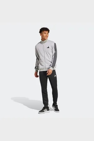 adidas Trainingsanzug M 3S FT TT TS (2-tlg), drei Streifen Tracksuit aus weichem French-Terry-Material
