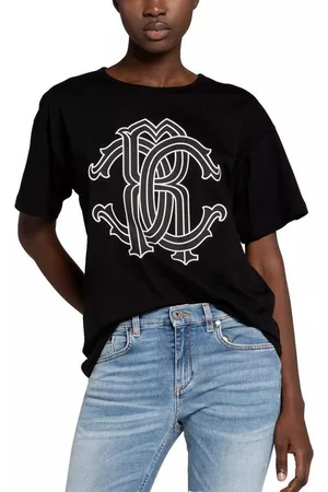Roberto Cavalli T-Shirt Firenze RC Monogram Exklusive Hauptlinie auffälligem Branding, Überschnittene Schultern, Weiches Baumwolljersey - Verkäufer: eldigo