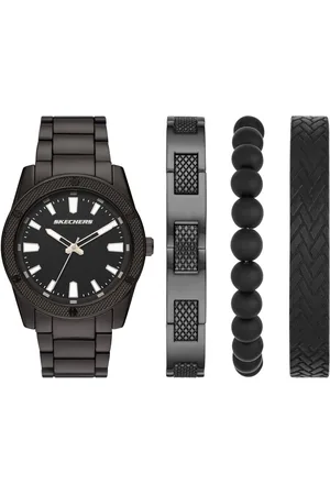 Skechers Quarzuhr KNURLING BRACELET SET SR9078, (Set, 4-tlg., mit 3 Schmuckarmbändern), Armbanduhr, Herrenuhr, Ideal auch als Geschenk, analog, Leuchtindizes