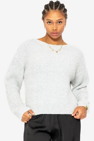 SASSYCLASSY Strickpullover Ripp Pullover Damen mit Rundhalsausschnitt Pullover Damen mit Rippmuster Offwhite Grün Rosa - Verkäufer: