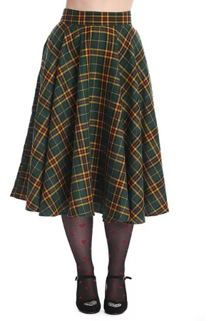 Banned Retro A-Linien-Rock Highland Green Swing Skirt Kariert Tartan Retro Vintage - Verkäufer: Schompi Trading e.K.
