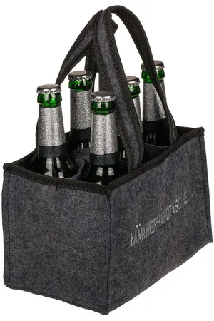 OUT OF THE BLUE Tragetasche Flaschenträger anthrazit 6 Flaschen Männerhandtasche Filztasche Bier (1-tlg), persönliche Geschenkidee - Verkäufer: Marabellas Shop
