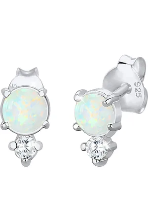 Elli Paar Ohrstecker Schmuck Geschenk Silber 925 Ohrringe, 0311811218, mit Opal (synth), Zirkonia (synth)