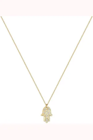 Elli Kette mit Anhänger Schmuck Geschenk Silber 925 Hamsa Hand, 0105221613, 0105991613, mit Glasstein
