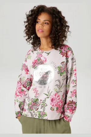 Aniston Sweatshirt im extravaganten Blumendruck mit Folienprint - NEUE KOLLEKTION