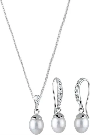 Elli Ohrring und Ketten Set Multipack Schmuck Geschenk Silber 925 Ohrringe Halskette (Set, 4-tlg), mit Zirkonia (synth) - mit Süßwasserzuchtperle