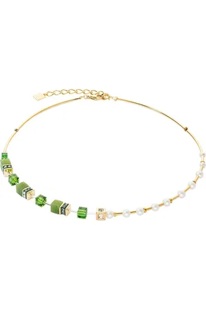 COEUR DE LION Collier Schmuck Edelstahl GeoCUBE® Fusion Precious Pearl Mix Würfelkette, 1122, Made in Germany - mit Schmuckstein - mit Süßwasserzuchtperle