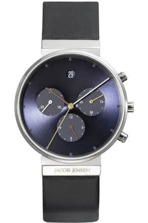 Jacob Jensen Titanuhr Herren Armbanduhr CHRONO 605 D. 37 mm Lederband - Verkäufer: bellambiente