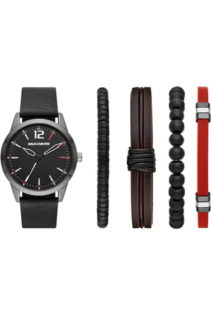 Skechers Quarzuhr SR9066, (Set, 5-tlg., mit 4 Schmuckarmbändern), Armbanduhr, Herrenuhr, Ideal auch als Geschenk, analog, Leuchtindizes