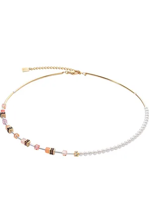 COEUR DE LION Collier Schmuck Edelstahl GeoCUBE® Mini Fusion Pearls Würfelkette, 4087/10, Made in Germany - mit Schmuckstein - mit Swarovski® Perle