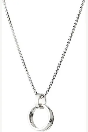 Karma Kette mit Anhänger Ringe Herren Halskette Silber Edelstahl modern Edelstahlkette (Herrenschmuck Geschenk für Ihn), Herrenhalskette Edelstahlhalskette Herrenkette 70 cm - Verkäufer: Sanixa