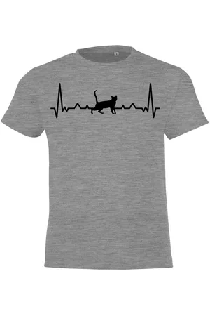 Youth Designz T-Shirt Heartbeat Katze Kinder Shirt mit trendigem Frontprint - Verkäufer: EmDa Trading GmbH