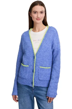Cartoon Strickjacke Strick-Cardigan mit V-Ausschnitt (1-tlg) Rippbündchen