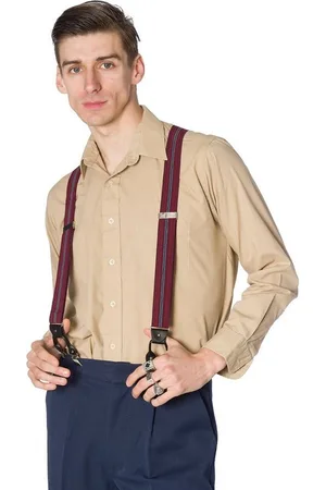 Banned Retro Hosenträger Nicholas Braces Burgunder Vintage Y-Form Retro Austauschbare Knopfverschlüsse - Verkäufer: Schompi Trading e.K.