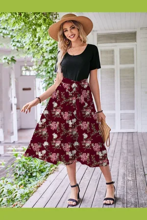 DEBAIJIA Dirndl Damen Röcke Sommer Floral Gedruckt Elegant Lässiger - Verkäufer: Paciea UG