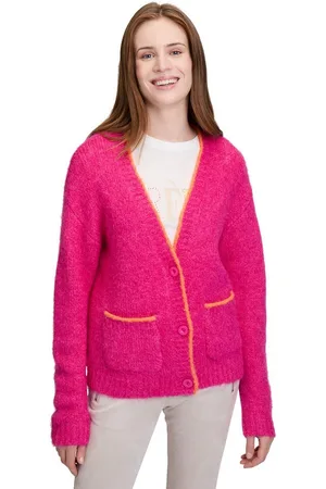 Cartoon Strickjacke Strick-Cardigan mit V-Ausschnitt (1-tlg) Rippbündchen