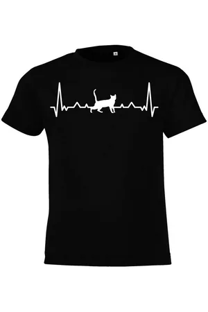 Youth Designz T-Shirt Heartbeat Katze Kinder Shirt mit trendigem Frontprint - Verkäufer: EmDa Trading GmbH