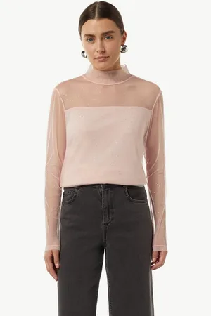 Comma, Langarmshirt Mesh-Longsleeve mit Glitzer-Details - Verkäufer: s.Oliver