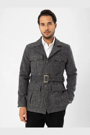 Antioch Wintermantel Herringbone Patterned Coat Belt Detailed - Verkäufer: SEBA