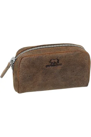 brown bear Schlüsseltasche Classic 8017-A zwei Schlüsselringe Unisex Echtleder größerer Korpus, Reißverschlussfach Münzbörse -Vintage - Verkäufer: Markenleder