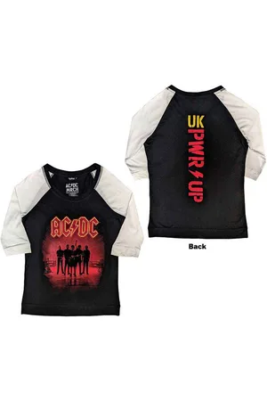 AC/DC Print-Shirt T Shirt PWR-UP UK Band Logo offiziell Raglan Damen - Verkäufer: fanseller