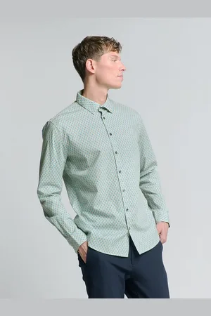 No Excess Langarmhemd Stretchhemd mit Print Shirt Stretch Allover Printed