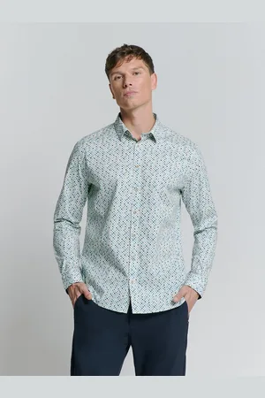 No Excess Langarmhemd Stretchhemd Shirt Stretch Allover Printed
