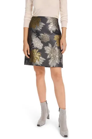 Marc Cain Minirock "Noble Neutrals" Premium Damenmode Floraler Minirock im glänzenden Jacquard